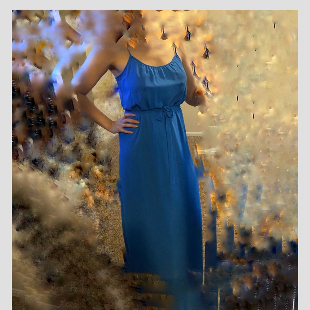 Blue spaghetti strap maxi